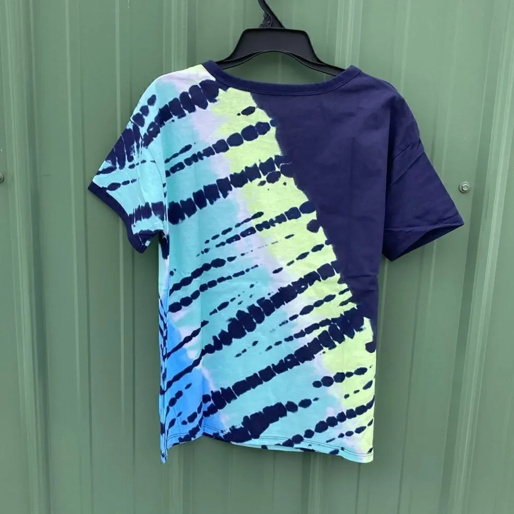 Justice Girls Tie Dye Ringer Short Sleeve T-Shirt, Size L